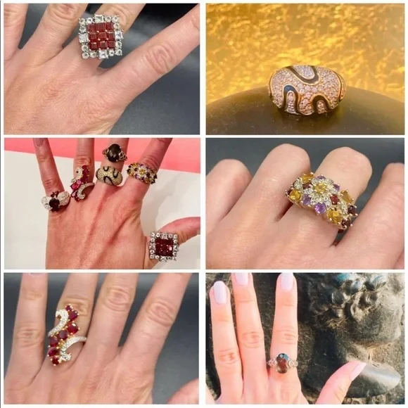 Garnet & White Topaz Sterling Silver Cocktail Ring - Picture 8 of 9